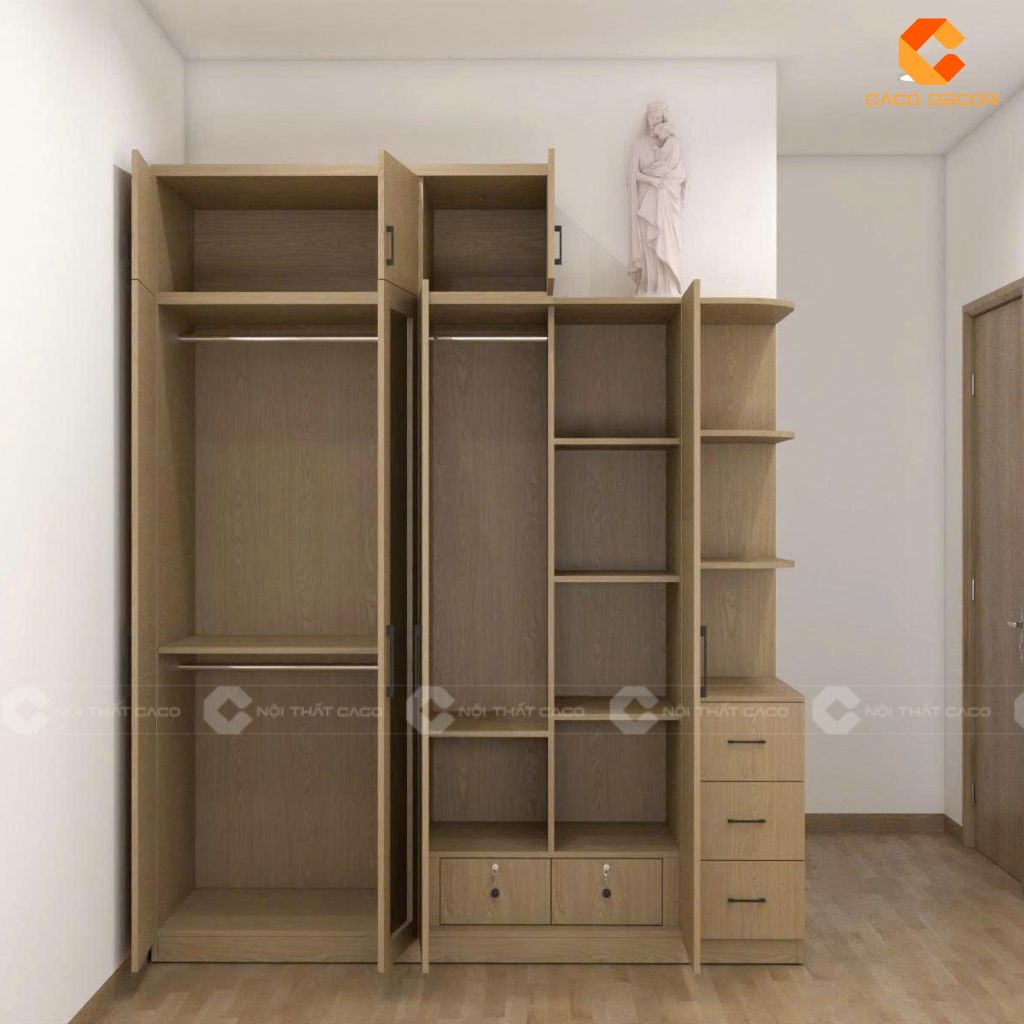 Hình ảnh 3D bên trong tủ áo cao cấp